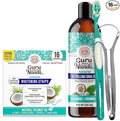 GuruNanda Coconut &amp Mint Oil Pulling with Tongue Scraper &amp Teeth Whitening Strips - 16 Day Treatments - Enamel-Safe Strips for Sensitive Teeth Dry Strip Technology