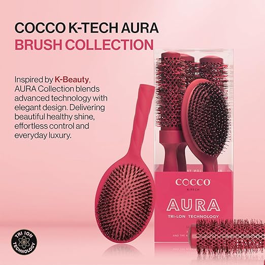 Premium Pink Hair Styling Bundle – Nano Pro Hair Dryer Pink Aura Brush Set &amp Smoothing Hair Serum for Salon-Finish Results