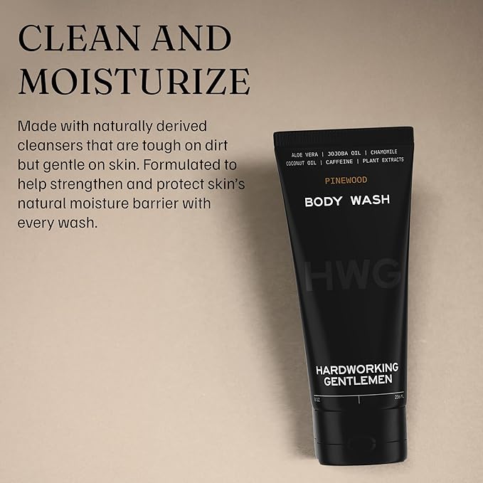 Hardworking Gentlemen - Natural Body Wash - Soothing Pinewood Scent - Organic Ingredients for Clean Moisturizing &amp Nourishing Body Shampoo