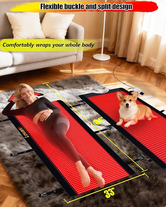 Red Light Therapy Mat for Full Body — 81x33 Infrared Red Light Mat with 2710 (660nm &amp 850nm) LEDs for Home Use