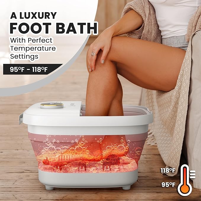 Gideon Foot Spa Massager &amp Heated Foot Bath Luxury Therapeutic Massager with Lights and Bubbles