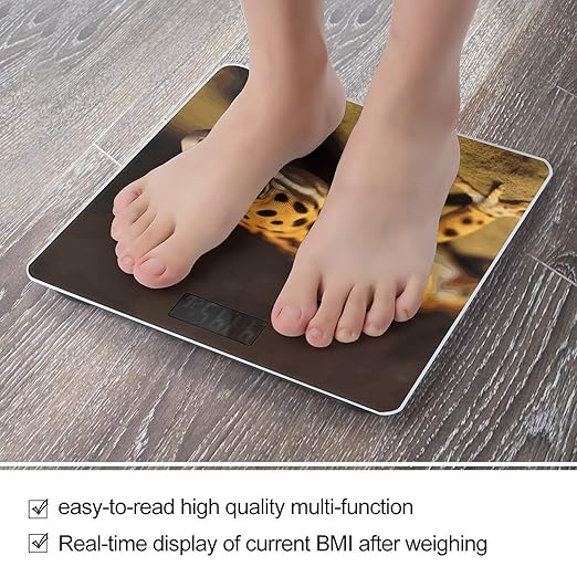 Leopard Little Gecko Weight Scale Digital Electronic Scales Bathroom Scale Larg LCD Backlight Display High Precision MeasurementsTempered Glass