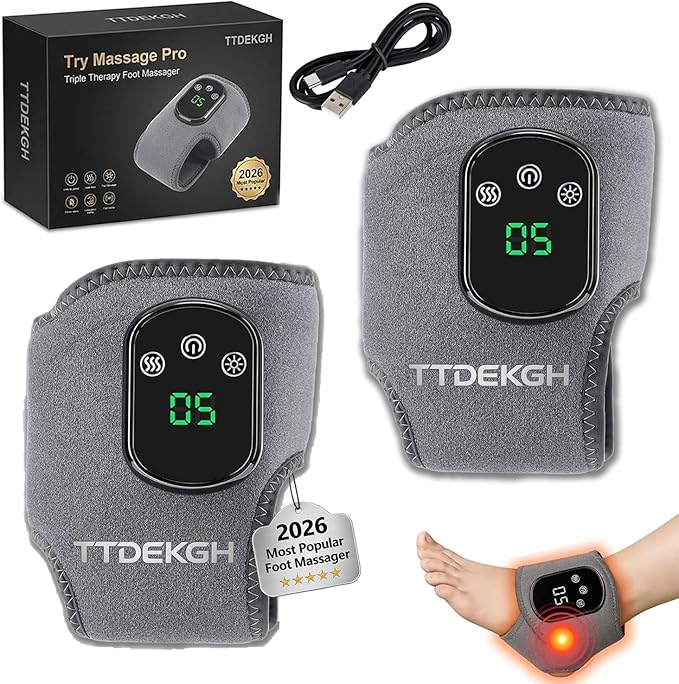 Try Massage ProTriple Therapy Foot MassagerAnkle Renew Spa Bath Cordless Electric Heated with 5 Heat &amp 3 Vibration for Pain Relief Relaxation Neuropathy Home Office Family Ideal Gift (1)