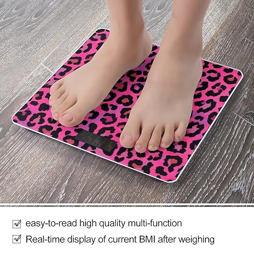 Men's Fashion Automatic Switch Digital Bathroom Weighing Scale Smart Scale Hot Pink Tie Dye Leopard Cheetah Print