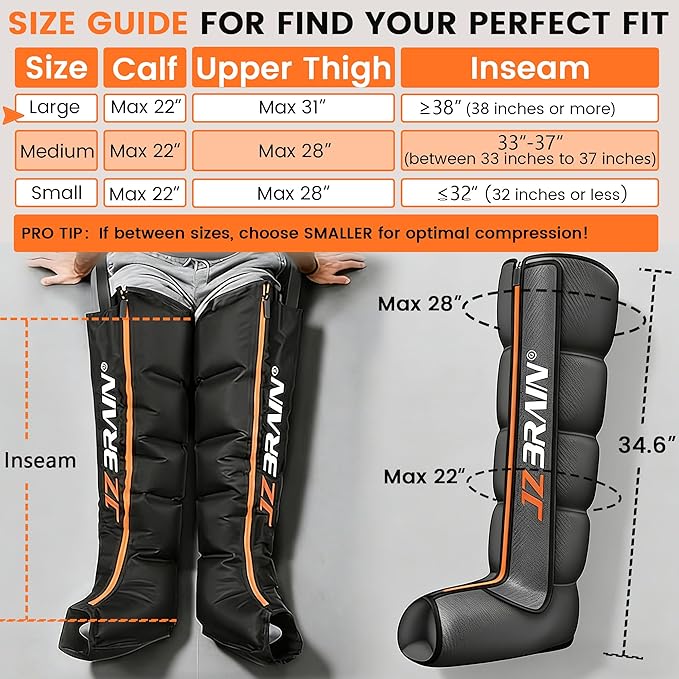 Air Compression Leg Recovery Boots : Sequential Full Leg Compression Massager System for Muscle Relaxation &amp Relief - 11 Intensity 6 Modes 3 Heat for Athletes &amp Gym (Large)