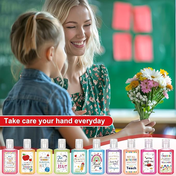 20 Pcs Teachers Appreciation Gift Hand Sanitizers Bulk Teachers Appreciation Week Gifts Natural Scented Travel Size Hand Soap Thank You Gift for Teachers' Day Back to School (Cute)