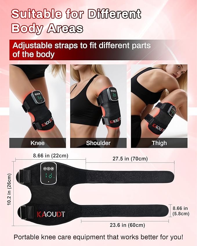 3D Knee Massager with Heat and Red Light Therapy Wireless 5000mAh Heated Knee Brace Massager for Pain Relief 5-Level Intensity &amp 3-Mode Vibration &amp 3 Heat Settings for Joint Pain Relief