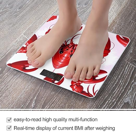 Red Lobster Print Bathroom Scale Digital Weight Scale Precision 400 Lbs Weighing Scales Large with LCD Backlight Display BMI Measures