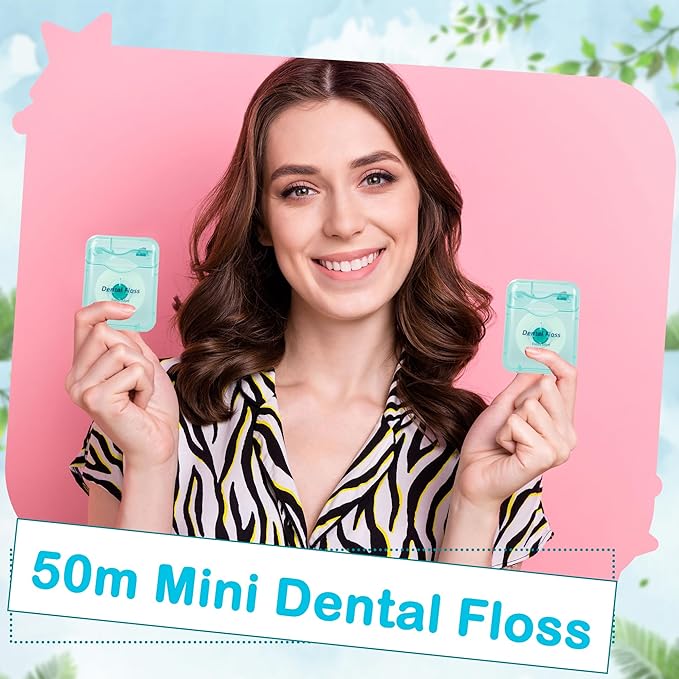 70 Pack Mini Dental Floss Bulk Mint Flavored Travel Glide Dental Floss Oral Care with Portable Cases for Teeth Adults 164 Ft/ 50 M