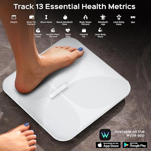 Wyze Smart Scale X Butterfly - Bathroom Scale for Body Weight BMI Body Fat Muscle Mass Accurate Bluetooth Digital Scale for Body Composition Analyzer | Sync Health Apps | ITO Glass 400 lbs White