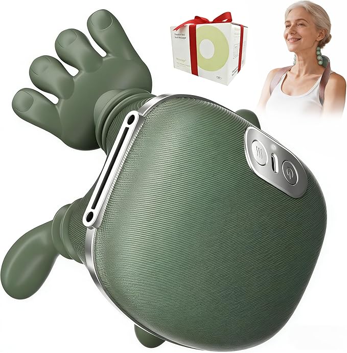 Neck Massager for Pain Relief Deep Tissue 4D Kneading Massage Quiet &amp Portable Lightweight 3-Speed Adjustment Cordless Neck and Shoulder Massager with Heat Electric Hand Massager for Muscle