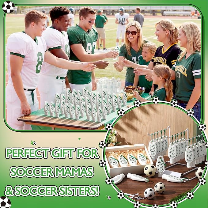 Leelosp 24 Pcs Soccer Team Gift Bulk Mini Sunscreen Travel Size 1oz Sport Party Favor Sunscreen Keychain with Clip Spf 30 Fragrance Free Broad Spectrum Soccer Accessories for Girl