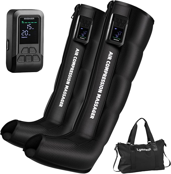 Professional Air Compression Leg Massager for Circulation and Pain Relief Cordless Full Leg Recovery Boots with Dual Controllers Sequential Compression Therapy Machine - Pair M