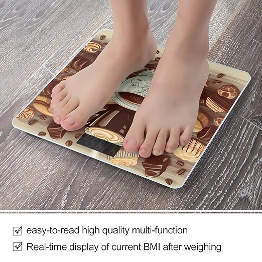 Coffee and Sweets Sugar Chocolate Scale for Body Weight Safe Rounded Corners Tempered Glass Digital Bathroom Scale LED Display 400lb Capacity Weight Scales with High Precision Sensors