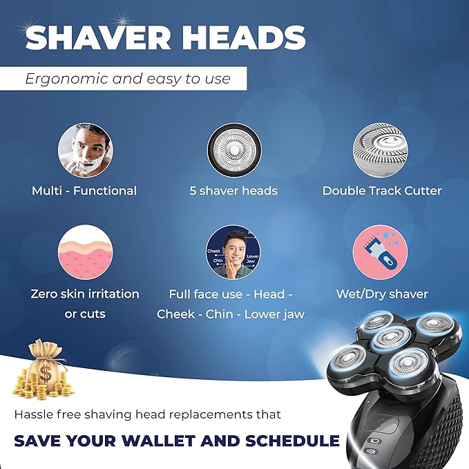 2 Pack Pro Head Shaver Replacement Blades Compatible with Remington Balder Pro Head Shaver Model XR7000 Precision Electric Shaving for Bald Men