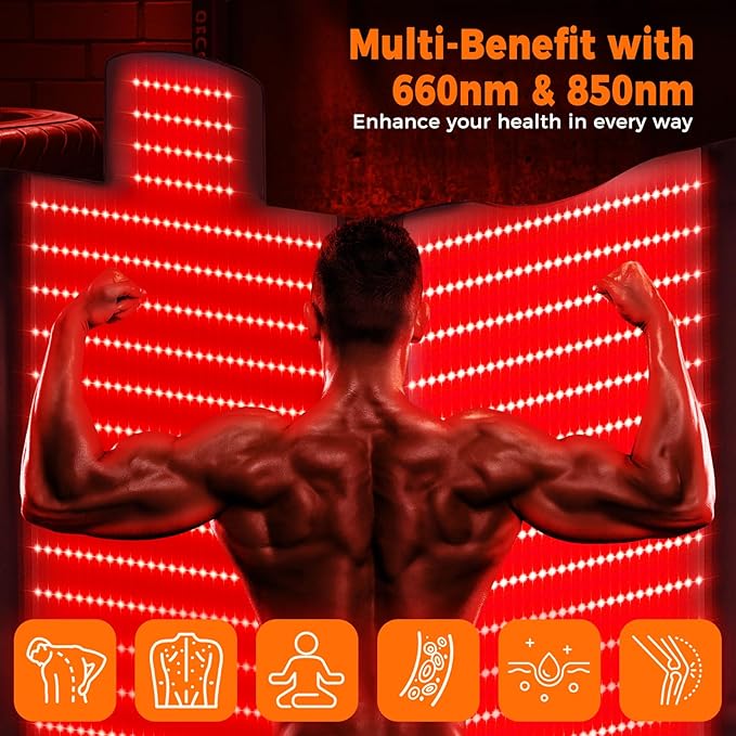 1000 LEDs Dual Full Body Red Light Therapy Mat Red Light Therapy Blanket 2in1 LEDs(660nm&amp 850nm) Premium Leather Adjustable Timer &amp Intensity