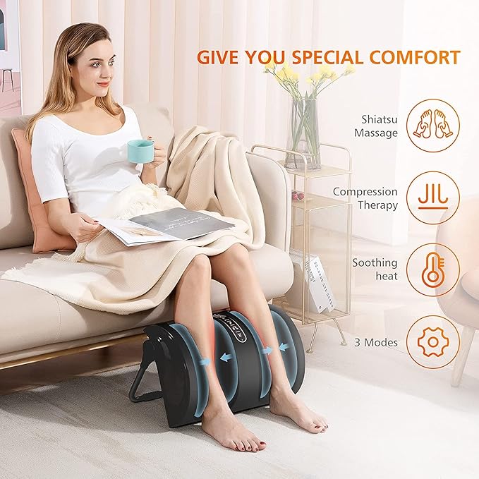 Snailax Shiatsu Massage Cushion with Heat Massage Chair Pad Kneading Back Massager for Home Office Seat use Foot Massager Machine with Heat