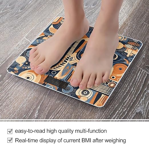 Modern Style Pattern Scale for Body Weight Precision Bathroom Weighing Scales with Back Lit LCD Display Sturdy Tempered Glass Body Weight Scales Digital Bathroom Scale 400lb