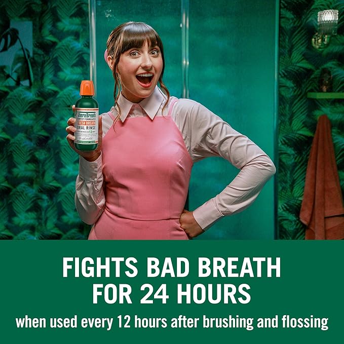 TheraBreath Fresh Breath Mouthwash 2-Packs Rainforest Mint &amp ICY Mint Flavors Alcohol-Free 16 Fl Oz