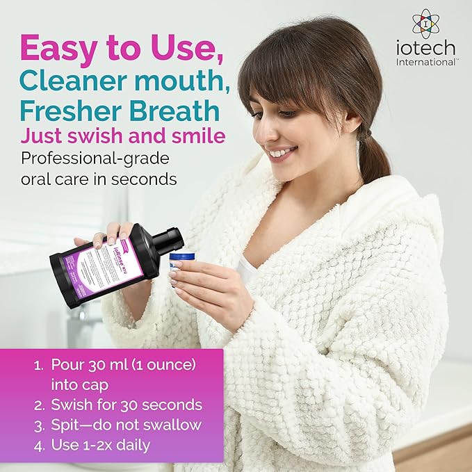 ioRinse RTU Halitosis Mouthwash for Fresh Breath Dentists' Top Choice Alcohol Free &amp Fluoride Free Molecular Iodine Oral Rinse Soft Mint Professional Clean Mouth Wash RTU Mouthwash 1L