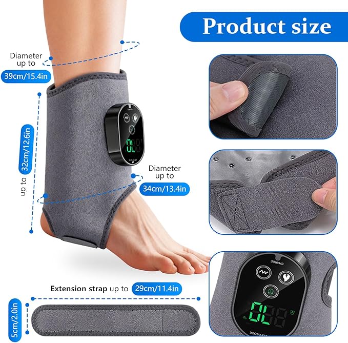Version 3-in-1 Foot Massager with Super Long Battery Life USB Charging Port Black 3 Vibration Modes 6-Speed Temperature Control Circulation and Pain Relief for Foot Relaxation (Grey 2Pack)