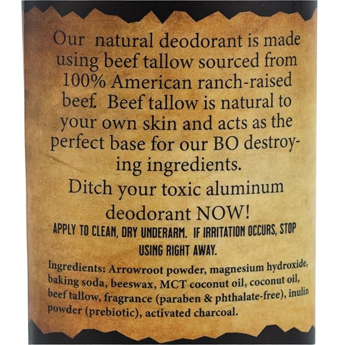 Aluminum-Free Cow Town Beef Tallow Deodorant | Pack of 2 | 2.75 oz | Cow Town | Wild Ass Soap