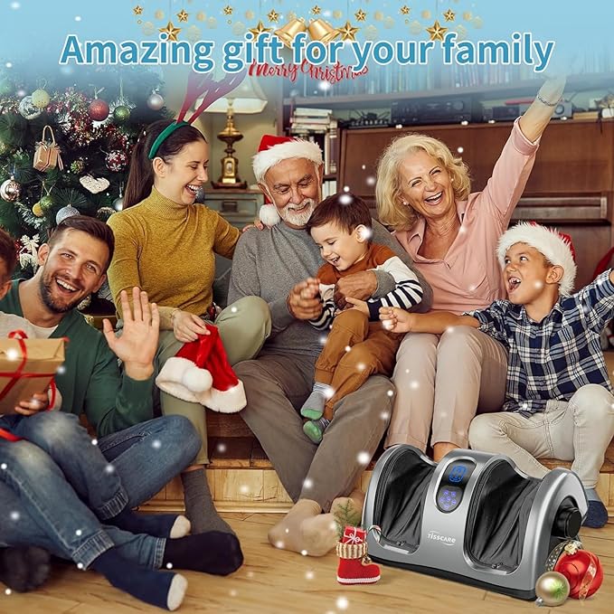 TISSCARE Shiatsu Foot Massager with Heat: FSA Eligible HSA Foot Massager for Neuropathy Plantar Fasciitis and Pain Relief-Massage Feet/Leg/Calf/Ankle at Home/Office Gifts for Women and Men(Gray)