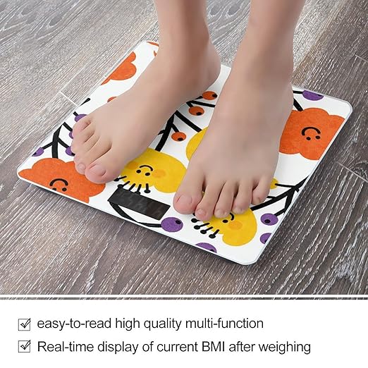 Flower Branch Pattern Cute Weight ScaleClear LED Display Bathroom Digital Weighing ScaleTempered Glass Digital Bathroom Scale for Body Weight Capacity Up to 400 Lbs