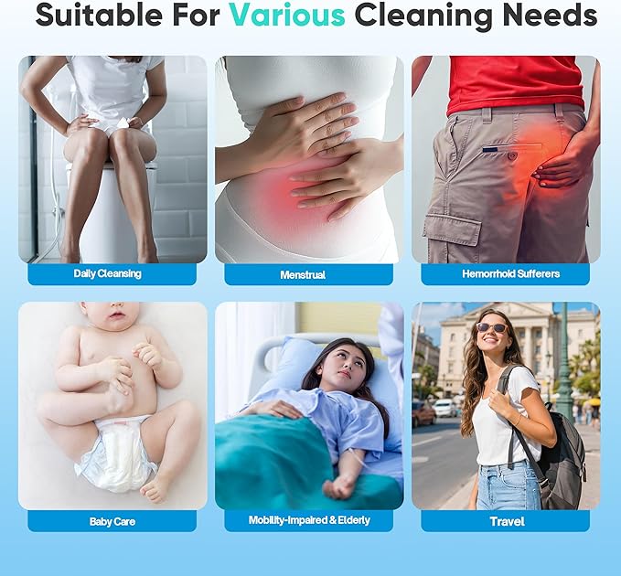 Upgraded Electric Peri Bottle – Portable Bidet for Women Postpartum Care &amp Travel | Rechargeable Feminine Washer with 3 Modes - Intimate Hygiene Care (Aqua)