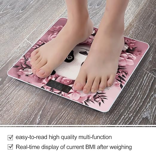 Pink Panda Scale for Body Weight Anti-Slip Digital Bathroom Scale Sturdy Toughened Glass Weighing Scales High Precision Safe Rounded Corners Smart Scales