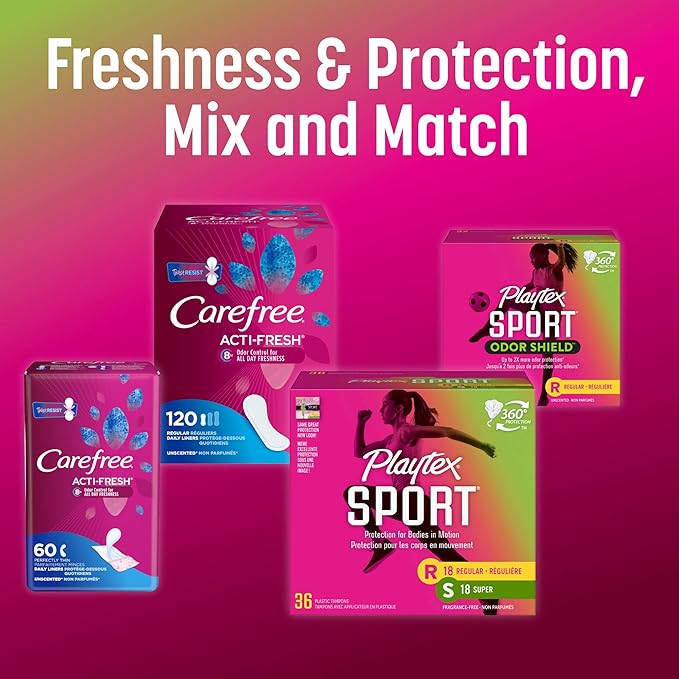 Playtex Sport Tampons Multipack (36ct Regular/36ct Super Absorbency) Fragrance-Free - 72ct (2 Packs of 36ct)