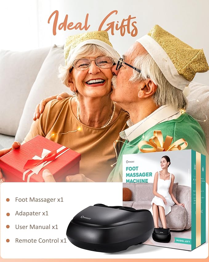KNQZE Shiatsu Foot Massager with Heat and Compression Deep Kneading Foot Massage for Plantar Fasciitis Relief Remote Control Multi Massage Modes Auto Shut-Off Timer FSA Eligible Mothers Day gift