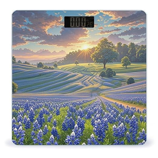 Texas Bluebonnets Scenery Scale for Body Weight Highly Accurate Digital Bathroom Body Scale Digital Bathroom Scales for People Anti-Slip Large LCD Display Smart Scales
