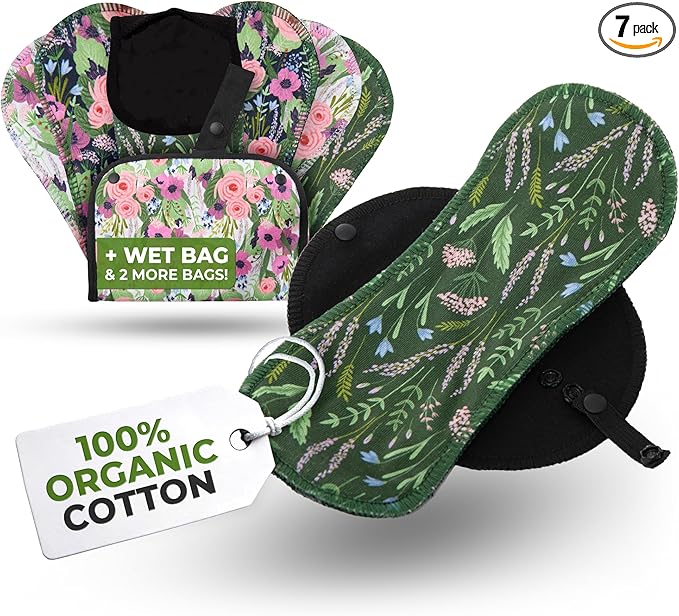 Organic Cotton Reusable Panty Liners for Women &amp Teens (Small 7-Pack) – 100% Breathable &amp High-Temp Washable Cloth Panty Liners for Vaginal Discharge only – Gentle on Skin Stay Fresh &amp Dr