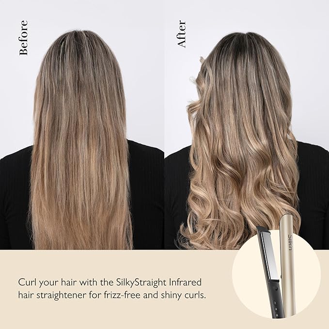 Silk’n Professional 2-in-1 Straightener and Hair Curler for Women Titanium Flat Iron with Infrared and Ion Technology for Frizz-Free Hair and no Heat Damage Smart Temperature Control 15-Sec Heat Up