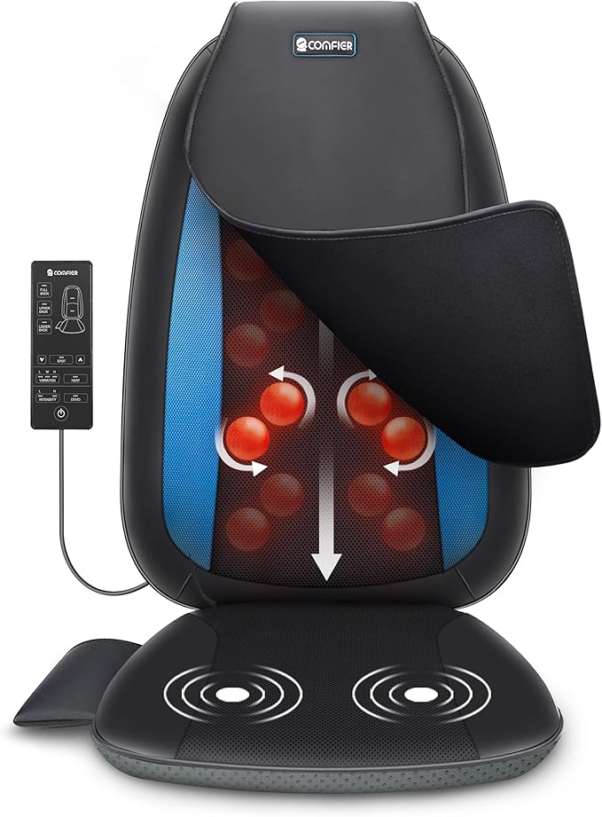 COMFIER Shiatsu Back Massager with Heat Chair Massage Pad for Back Pain ReliefMassage Seat Cushion for Home or Office Chair UseGift for MenWomen