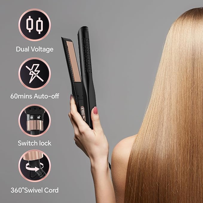 Nicebay Hair Straightener Flat Iron Hair Straightener and Curler-5 Temp Fast Heating Wide Voltage