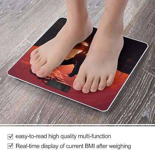 Cowboy West Weight Scale Digital Electronic Scales Bathroom Scale Larg LCD Backlight Display High Precision MeasurementsTempered Glass