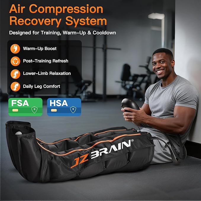 Air Compression Leg Recovery System : Sequential Full Leg Compression Boots for Circulation &amp Fast Recovery - Plug-in &amp Portable Leg Massager for Athletes Gym FSA-HSA Eligible (Large)