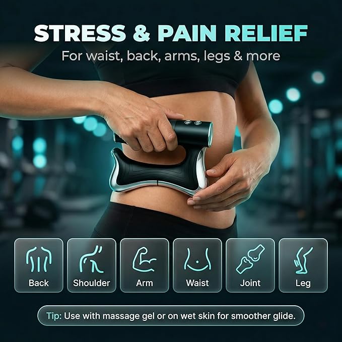 Sculptor Full Body Contour Device with Heat &amp EMS Cellulite Massager Skin Firming &amp Lymphatic Drainage Muscle Relief Better Circulation Electric Fascia Knife for Belly Arm Waist Leg (Blac