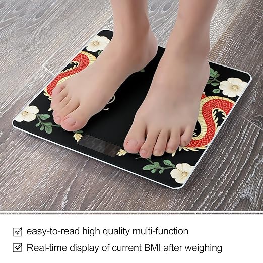 Women's Fashion Automatic Switch Digital Bathroom Weighing Scale Smart Scale Floral Chinese Japanese Dragon Flower