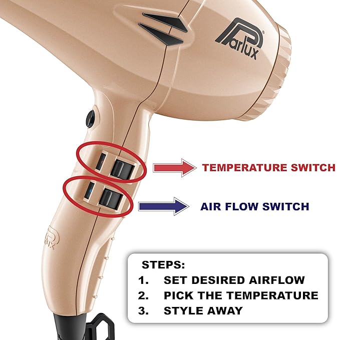 Parlux Advance Light Ionic and Ceramic Ice Hair Dryer with Miracle Detangling Brush Medium Size Nylon &amp Boar Bristles for All Hair Types – Blush Pink