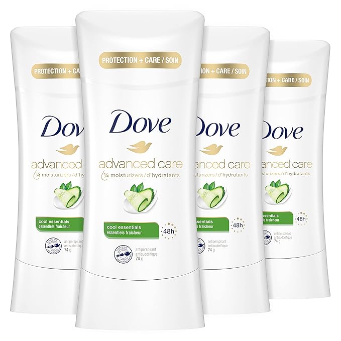 Dove Advanced Care Antiperspirant Cool Essentials 4 Count Deodorant &amp Body Wash with Pump Deep Moisture For Dry Skin Moisturizing Skin Cleanser