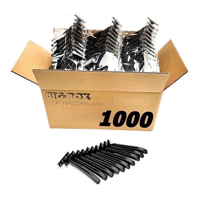 1000 Box of Low-Cost Bullet Blades Black Razor Blades Disposable Stainless Steel Hospitality Quality Shavers High End Twin Blade Razors for Men and Women