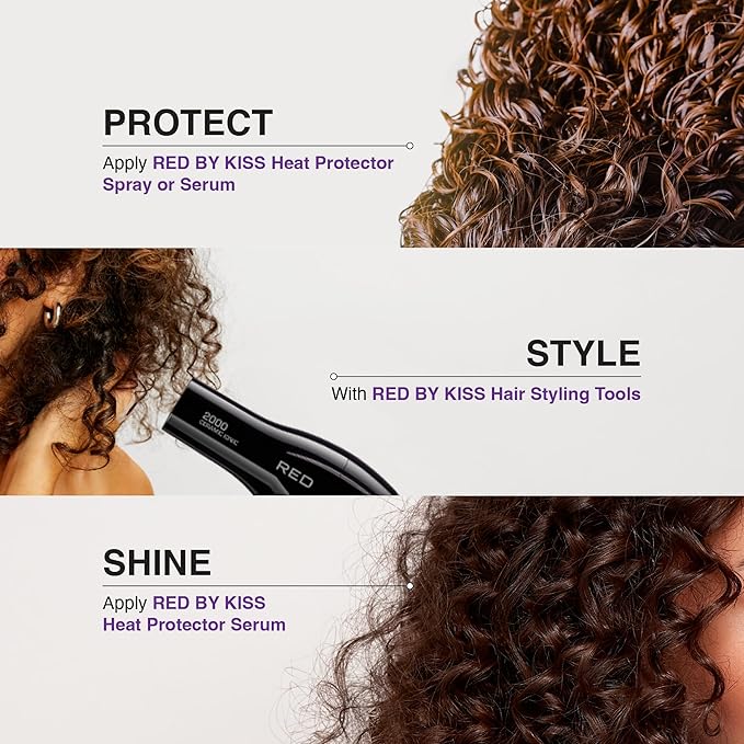 KISS Pencil Flat Iron &amp Heat Protector Spray Bundle - Ceramic Tourmaline Plates - 0.3 x 0.3 - 450F Max Temp - Straightens Short to Medium Hair