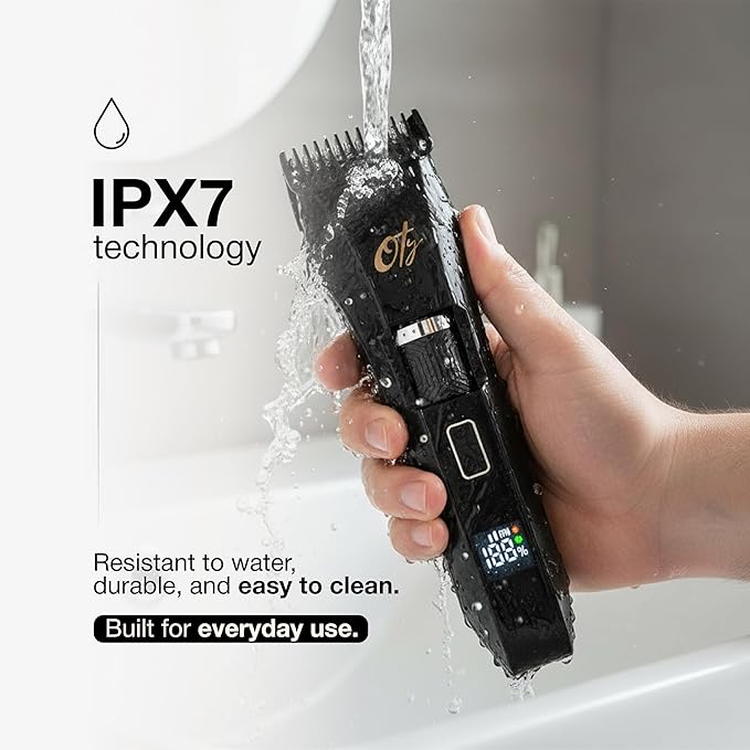 Oty Beard Trimmer for Men Adjustable - Waterproof Cordless Hair Clippers with 20-Length Dial Stainless Steel Blades LED Display &amp Travel Lock - Rechargeable Grooming Kit – Ideal Gift for Men