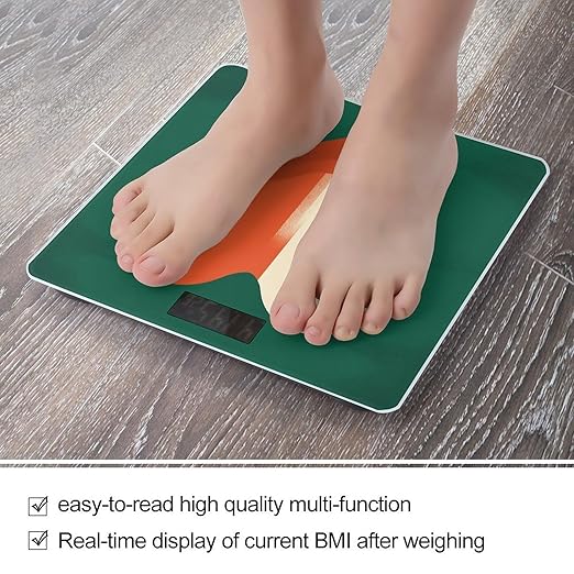 Red and White Pattern Scale for Body Weight Precision Bathroom Weighing Scales with Back Lit LCD Display Sturdy Tempered Glass Body Weight Scales Digital Bathroom Scale 400lb