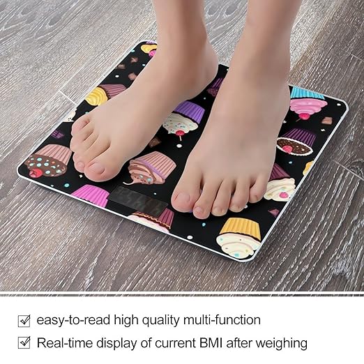 Women's Fashion Automatic Switch Digital Bathroom Weighing Scale Smart Scale Space Galaxy Ice Cream Cake Black