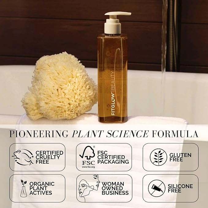 FITGLOW Beauty Cloud Body Wash | Barrier-Protecting Hydrating Gel Cleanser with Ceramides + Cloudberry | Multi-Use for Body Face &amp Hair | Gentle Non-Stripping | 500ml / 16oz