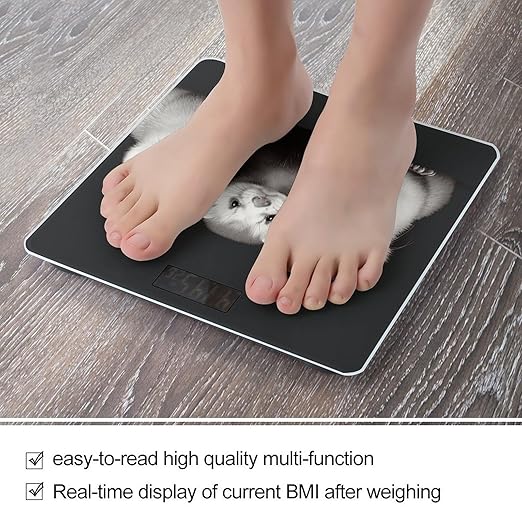 Ferrets Bathroom Scale for Body Weight Bathroom Digital Electronic Weighing Scale with Back Lit LED Display Sturdy Tempered Glass Weight Watchers Scales 400lb